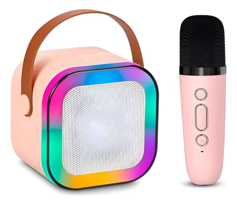 MINI PARLANTE PORTATIL CON MICROFONO Y LUZ LED - 1