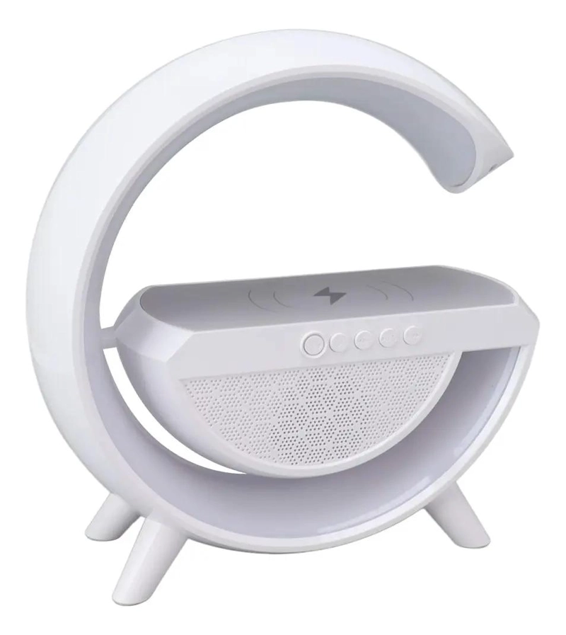 BOCINA BLUETOOTH LAMPARA RGB CON CARGA INALAMBRICA BLANCA - 2