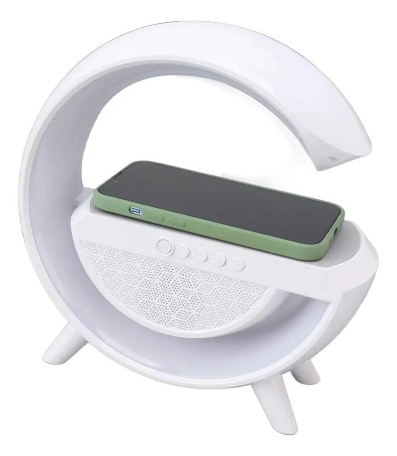 BOCINA BLUETOOTH LAMPARA RGB CON CARGA INALAMBRICA BLANCA - 3