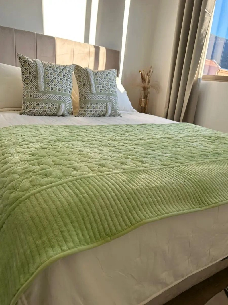 SET PIECERA POLAR VERDE PARA CAMA 2 PLAZAS CON FUNDAS KIL - 1