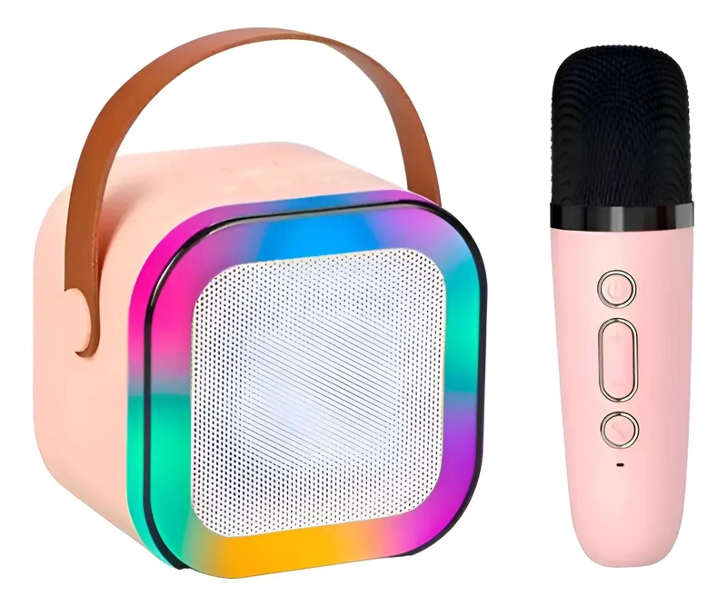 MINI PARLANTE PORTATIL CON MICROFONO Y LUCES LED - 1