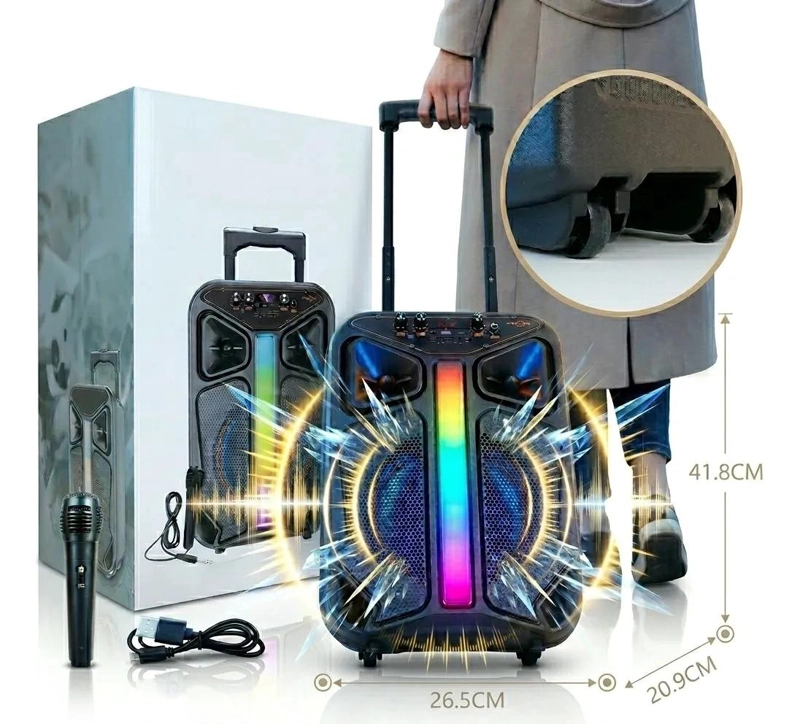 PARLANTE BLUETOOTH PORTATIL 8 PULGADAS CON MICROFONO Y LU - 3