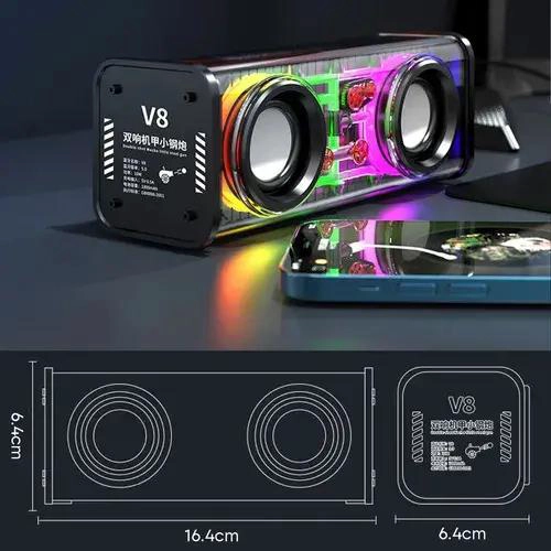 PARLANTE BLUETOOTH 5.3 PORTATIL CON LUZ RGB BLANCO - 2