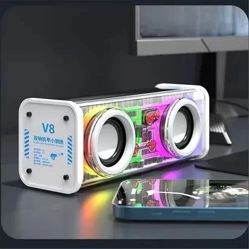 PARLANTE BLUETOOTH 5.3 PORTATIL CON LUZ RGB BLANCO - 3