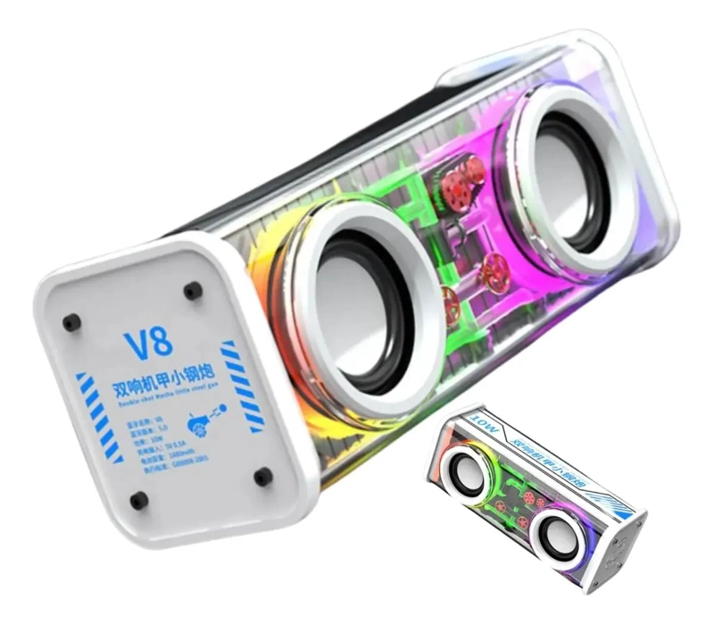 PARLANTE BLUETOOTH 5.3 PORTATIL CON LUZ RGB BLANCO - 4