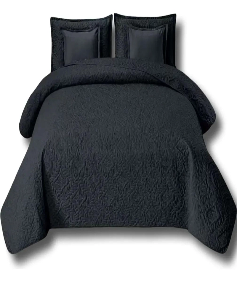 COBERTOR 9 PIEZAS PARA CAMA 2 PLAZAS CON CORTINA - 1