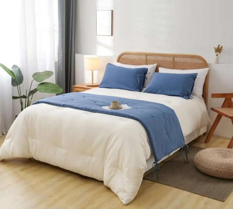 SET DE PIECERA AZUL CON 2 FUNDAS DE ALMOHADA - 2