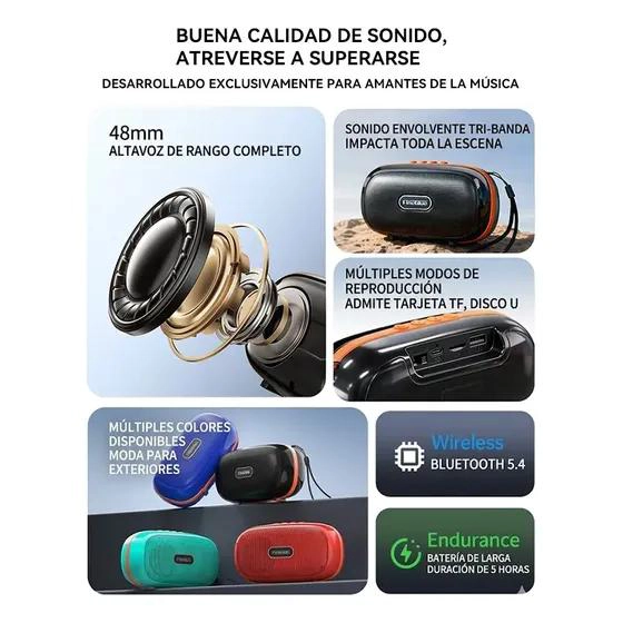 PARLANTE BLUETOOTH PORTATIL INALAMBRICO POTENTE - 2