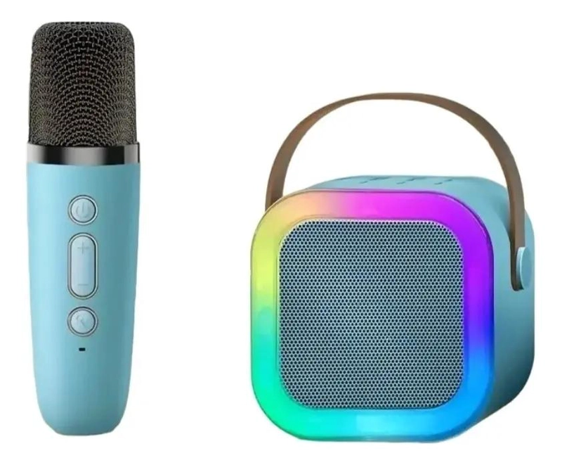 MINI PARLANTE PORTATIL BLUETOOTH CON MICROFONO CELESTE - 1