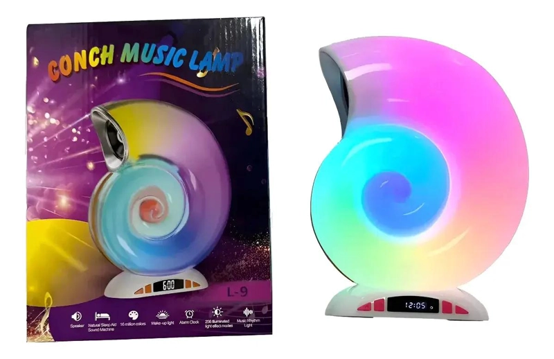 PARLANTE BLUETOOTH PORTATIL CON LUZ RGB DISEÑO CARACOL - 2