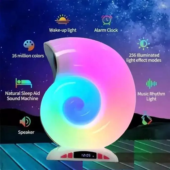 PARLANTE BLUETOOTH PORTATIL CON LUZ RGB DISEÑO CARACOL - 3