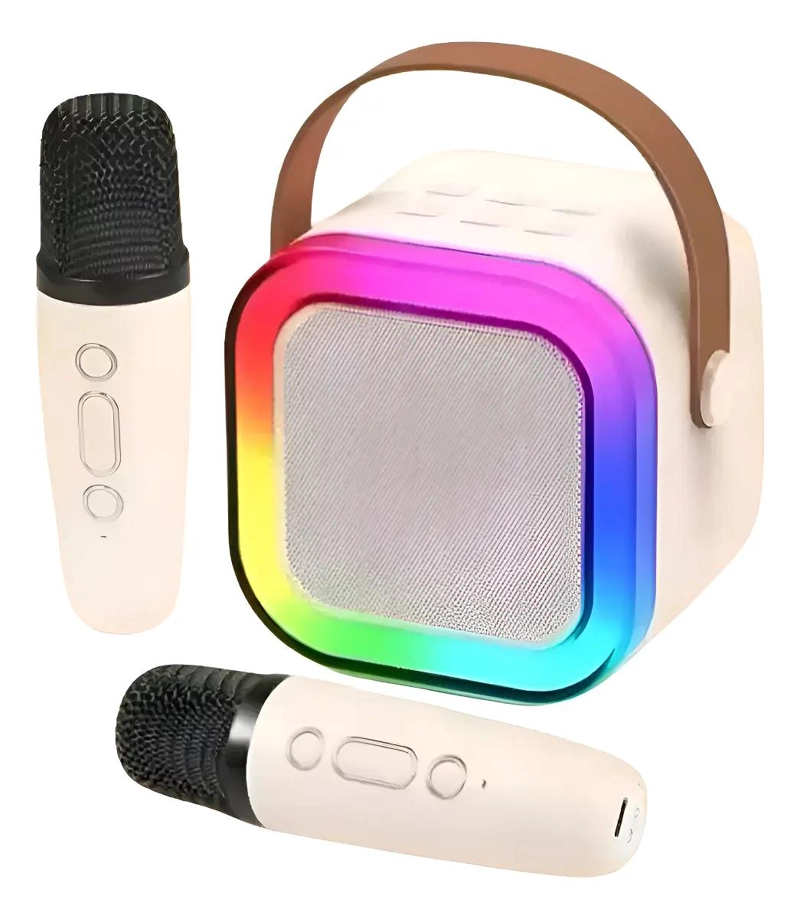 MINI PARLANTE BLUETOOTH CON LUCES Y 2 MICROFONOS - 1