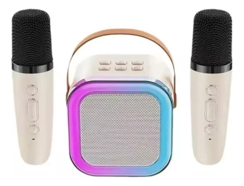 MINI PARLANTE BLUETOOTH CON LUCES Y 2 MICROFONOS - 4