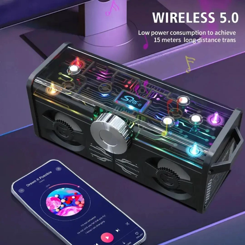 PARLANTE BLUETOOTH CON LUCES LED Y RADIO FM - 2