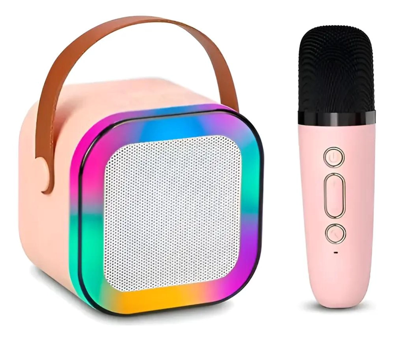 MINI PARLANTE PORTATIL CON MICROFONO Y LUCES LED - 1