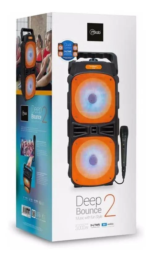 PARLANTE BLUETOOTH PORTATIL NARANJA 3000W CON KARAOKE - 2