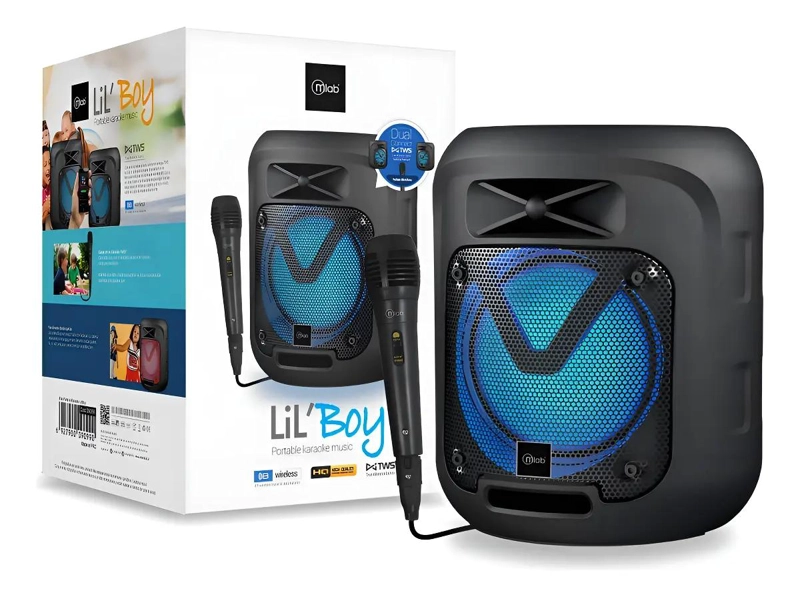 PARLANTE PORTATIL KARAOKE BLUETOOTH NEGRO CON MICROFONO - 1