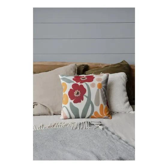 SET 4 FUNDAS DE COJIN FLORAL 45X45 CM CON RELLENOS - 3