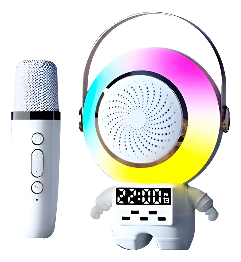 PARLANTE KARAOKE BLUETOOTH CON RELOJ Y MICROFONO - 1