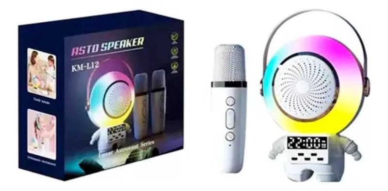 PARLANTE KARAOKE BLUETOOTH CON RELOJ Y MICROFONO - 2