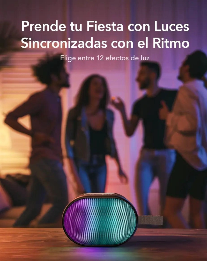 PARLANTE BLUETOOTH PORTATIL 6W CON LUCES DINAMICAS Y BASS - 2