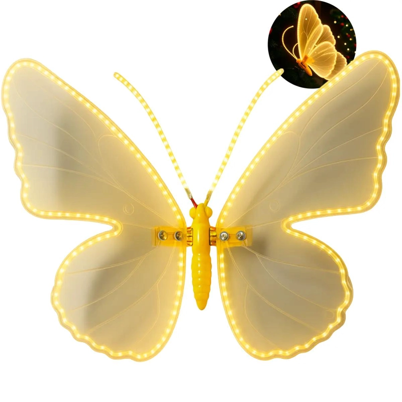 MARIPOSA LED 40 CM CON MOVIMIENTO EN ALAS Y SOPORTE - 1