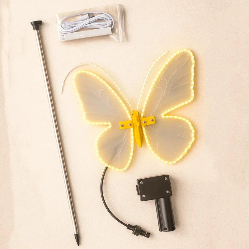 MARIPOSA LED 40 CM CON MOVIMIENTO EN ALAS Y SOPORTE - 2