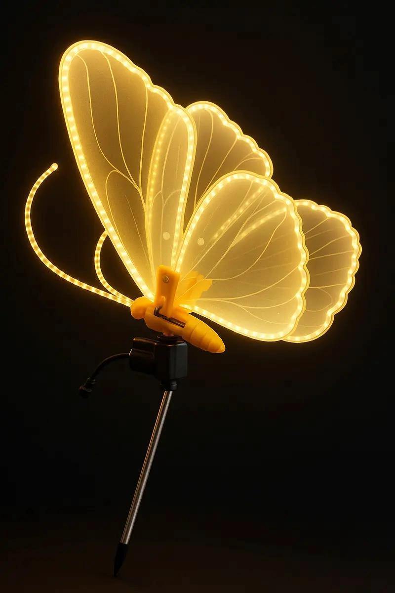 MARIPOSA LED 40 CM CON MOVIMIENTO EN ALAS Y SOPORTE - 4