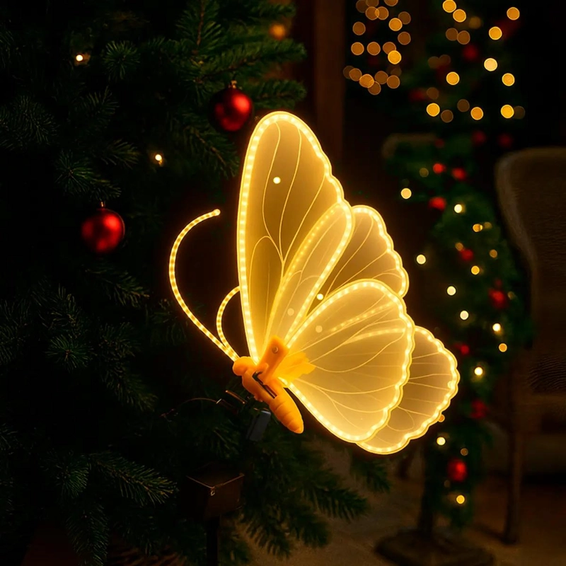 MARIPOSA LED 40 CM CON MOVIMIENTO EN ALAS Y SOPORTE - 5