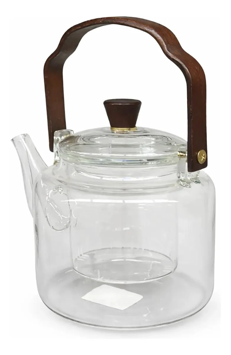 TETERA DE VIDRIO CON INFUSOR Y MANGO DE MADERA 1L - 2