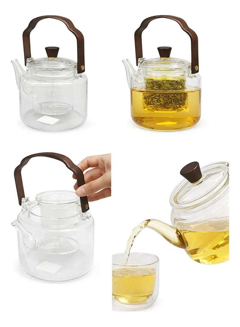 TETERA DE VIDRIO CON INFUSOR Y MANGO DE MADERA 1L - 3