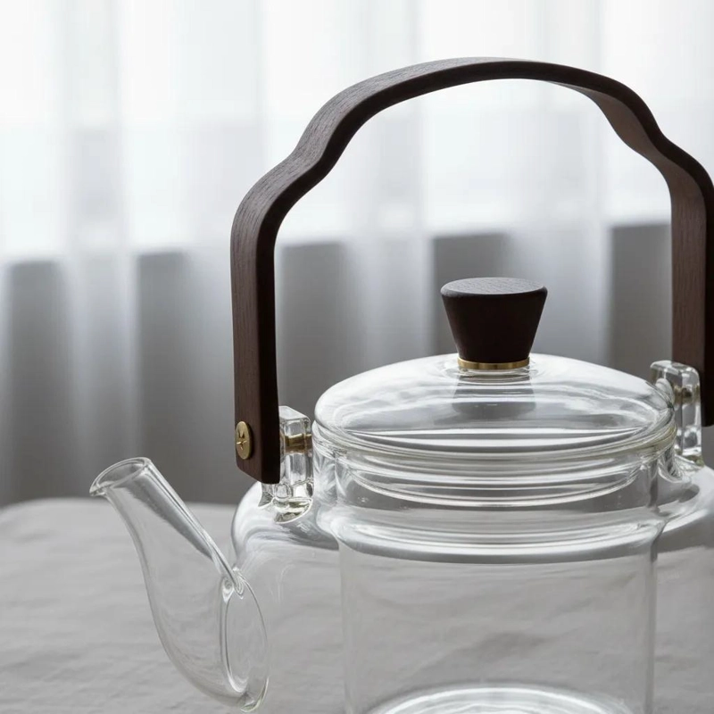 TETERA DE VIDRIO CON INFUSOR Y MANGO DE MADERA 1L - 4