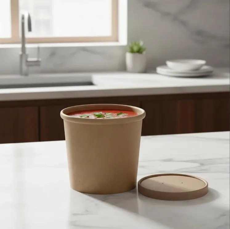POTE KRAFT CON TAPA CARTON PARA ALIMENTOS 8OZ PACK 25 - 2