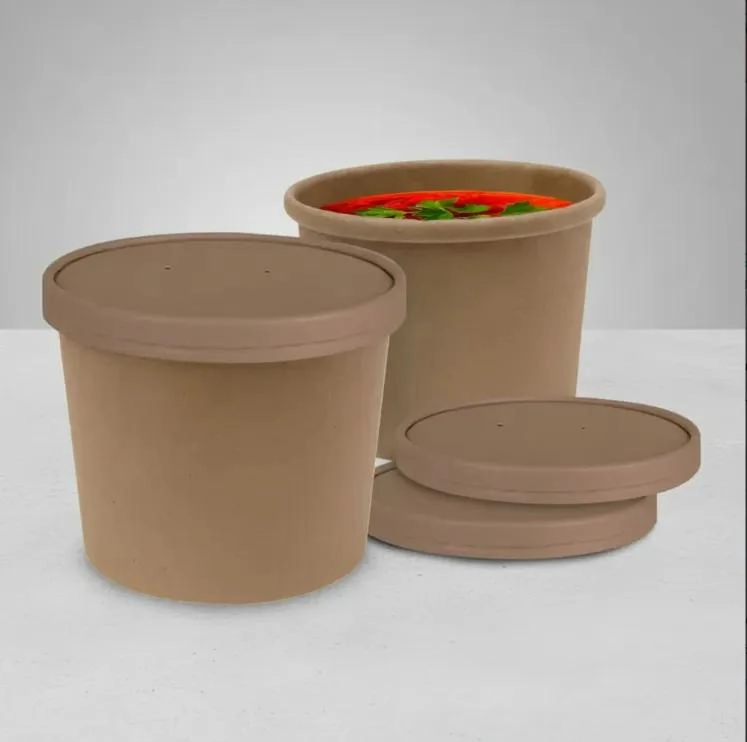 POTE KRAFT CON TAPA CARTON PARA ALIMENTOS 8OZ PACK 25 - 3