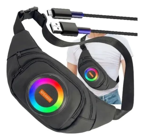 PARLANTE BLUETOOTH PORTATIL RECARGABLE CON LUZ RGB - 1