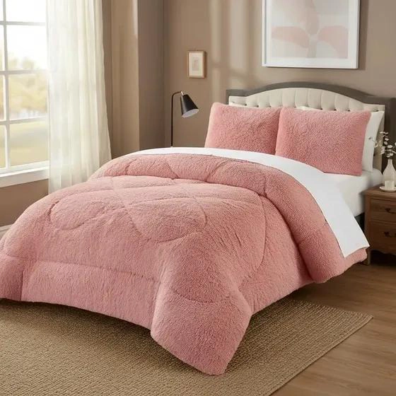 PLUMON PELUDO PALO DE ROSA 2 PLAZAS 230X250 CM CON CHIPOR - 4