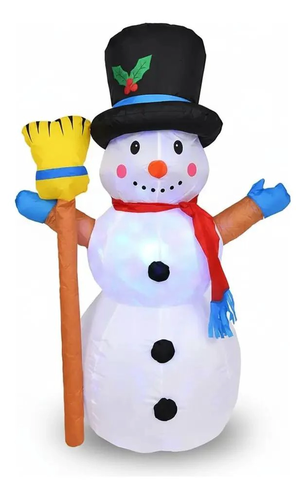 MUÑECO DE NIEVE INFLABLE CON LUCES LED 120 CM - 1
