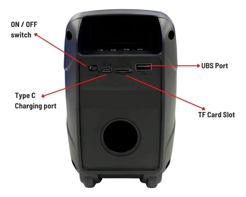 PARLANTE BLUETOOTH PORTATIL 21 CM CON LUZ LED RECARGABLE - 4