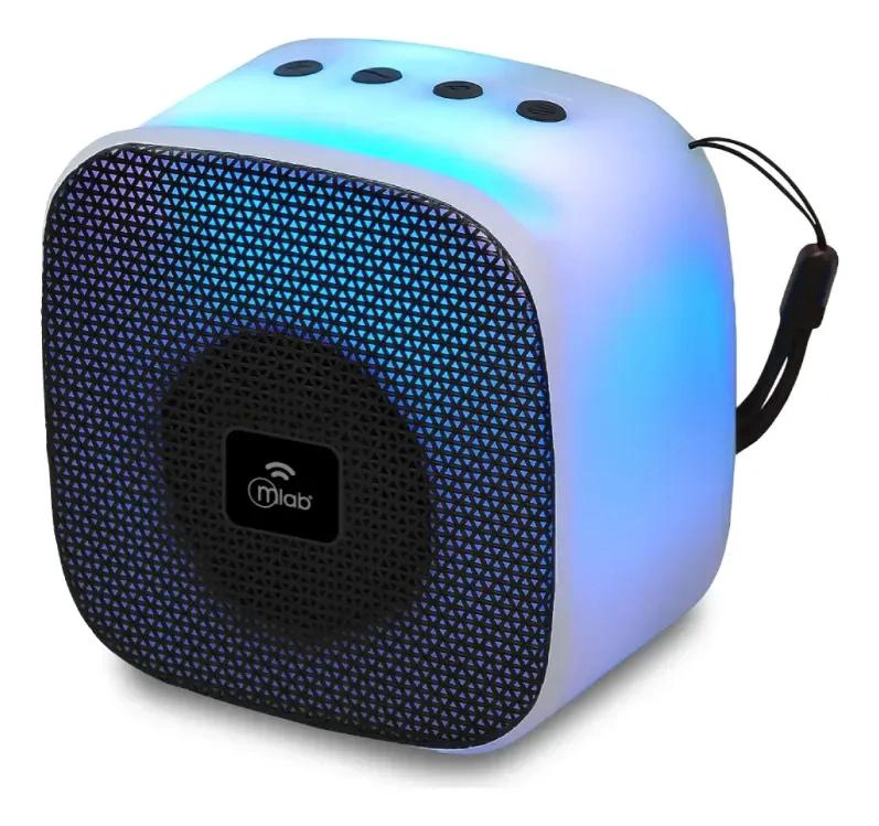 PARLANTE MINI FLAMING CUBE CON RADIO FM NEGRO - 1