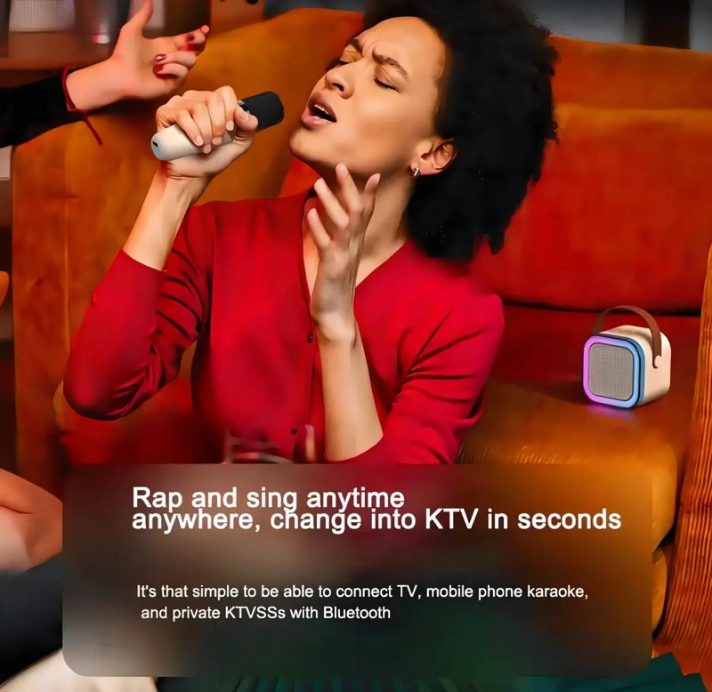 PARLANTE KARAOKE BLUETOOTH K12 CON MICROFONO CORAL - 3