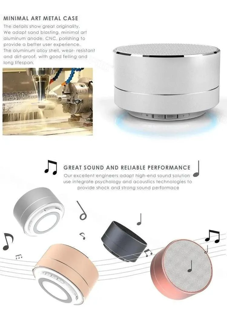 PARLANTE MINI ALTAVOZ BLUETOOTH FREE MUSIC A10 GRIS - 2