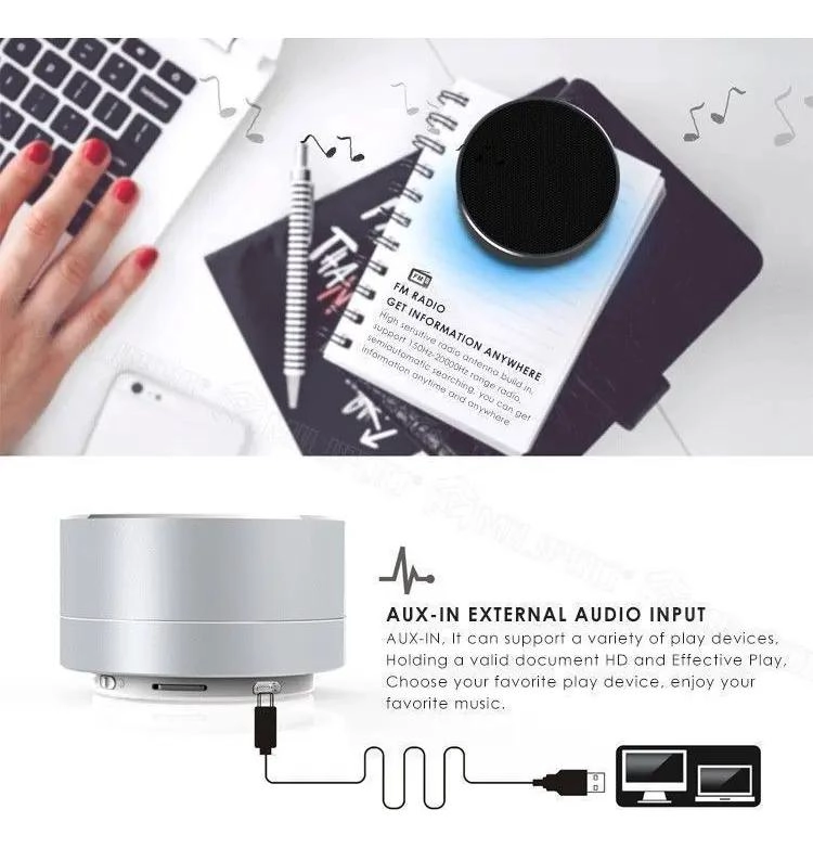 PARLANTE MINI ALTAVOZ BLUETOOTH FREE MUSIC A10 GRIS - 3