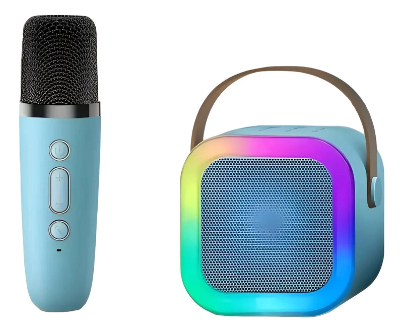 MINI PARLANTE PORTATIL BLUETOOTH CON MICROFONO CELESTE - 1