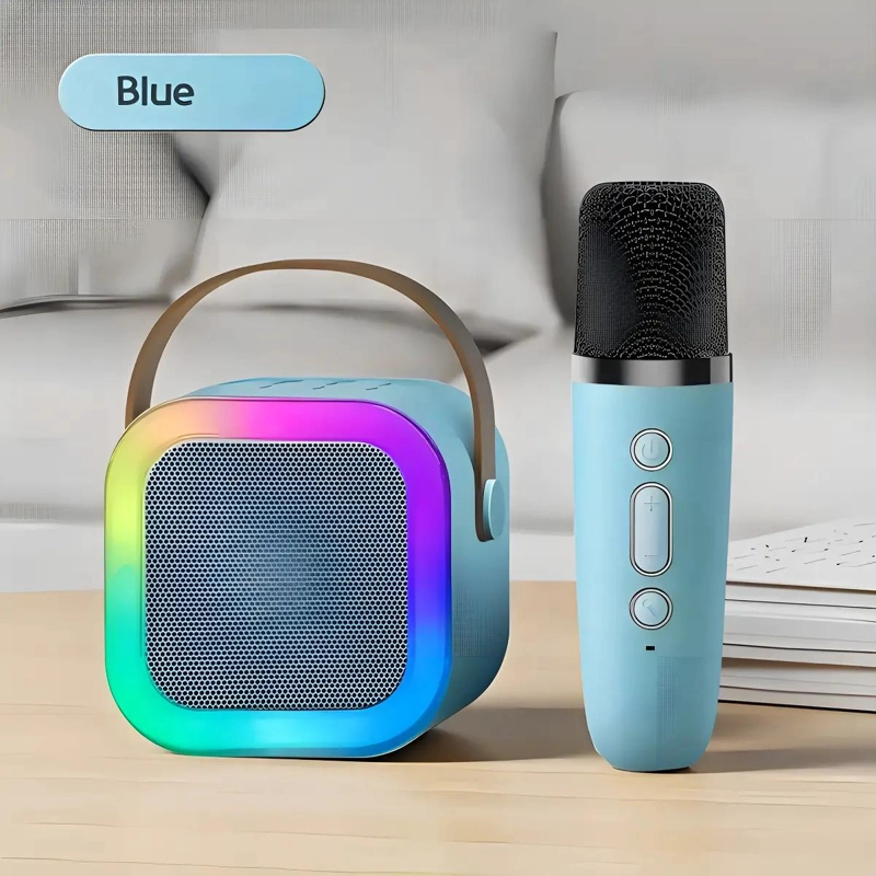 MINI PARLANTE PORTATIL BLUETOOTH CON MICROFONO CELESTE - 5