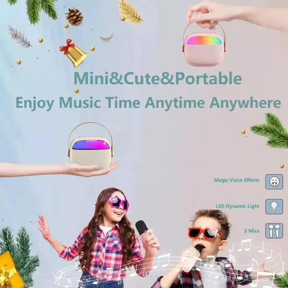 MINI PARLANTE KARAOKE PORTATIL CON MICROFONO Y BLUETOOTH - 4