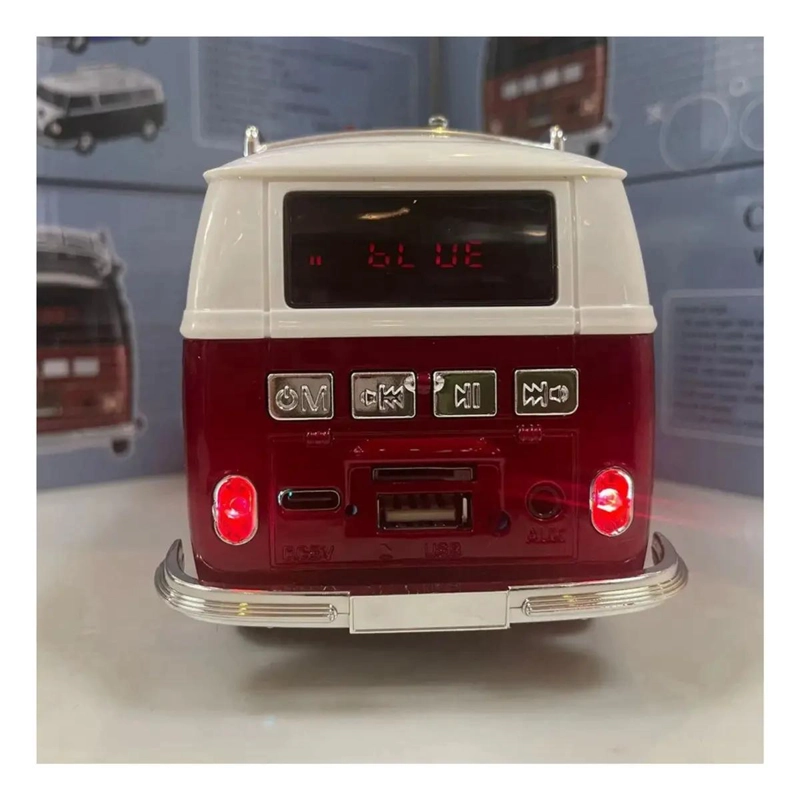 PARLANTE BLUETOOTH RETRO ROJO CON RADIO FM Y LED - 2