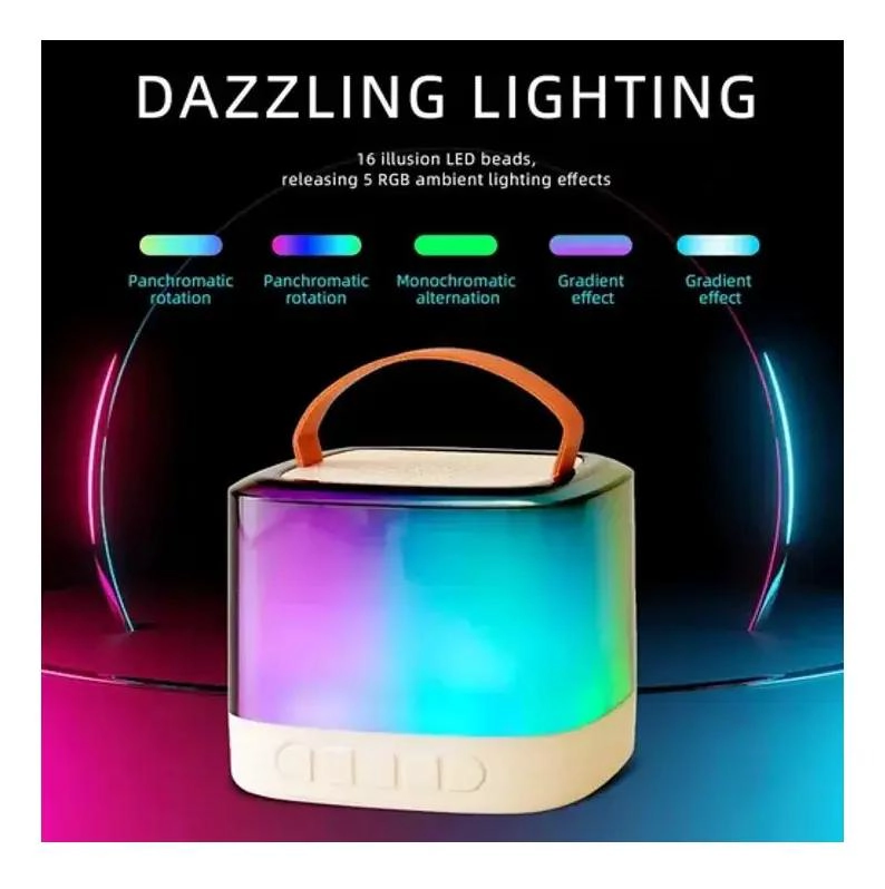 MINI PARLANTE PORTATIL CON EFECTOS DE LUZ Y MICROFONO - 3