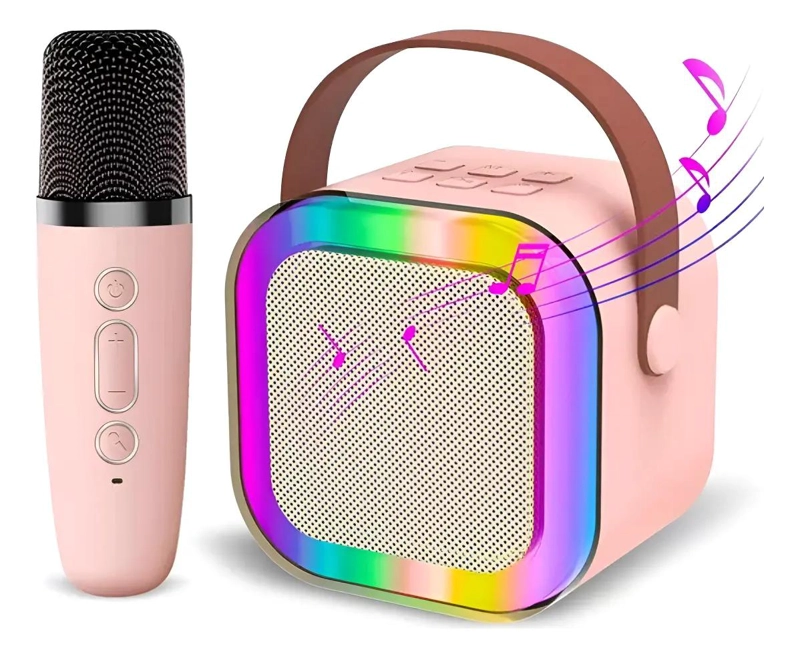 MINI PARLANTE PORTATIL CON MICROFONO Y LUCES LED - 1
