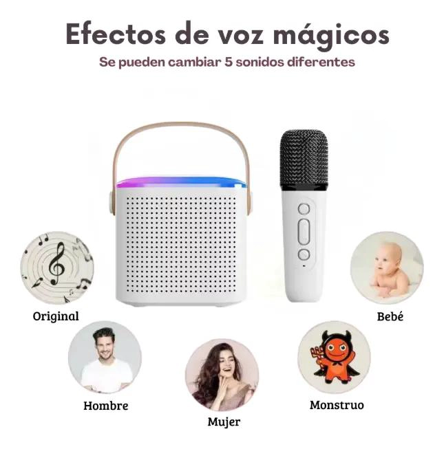 MINI PARLANTE INALAMBRICO KARAOKE CON MICROFONO Y USB - 5