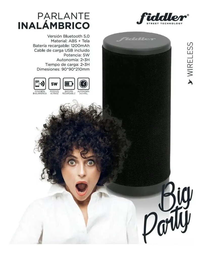 PARLANTE PORTATIL BLUETOOTH BIG PARTY NEGRO - 2
